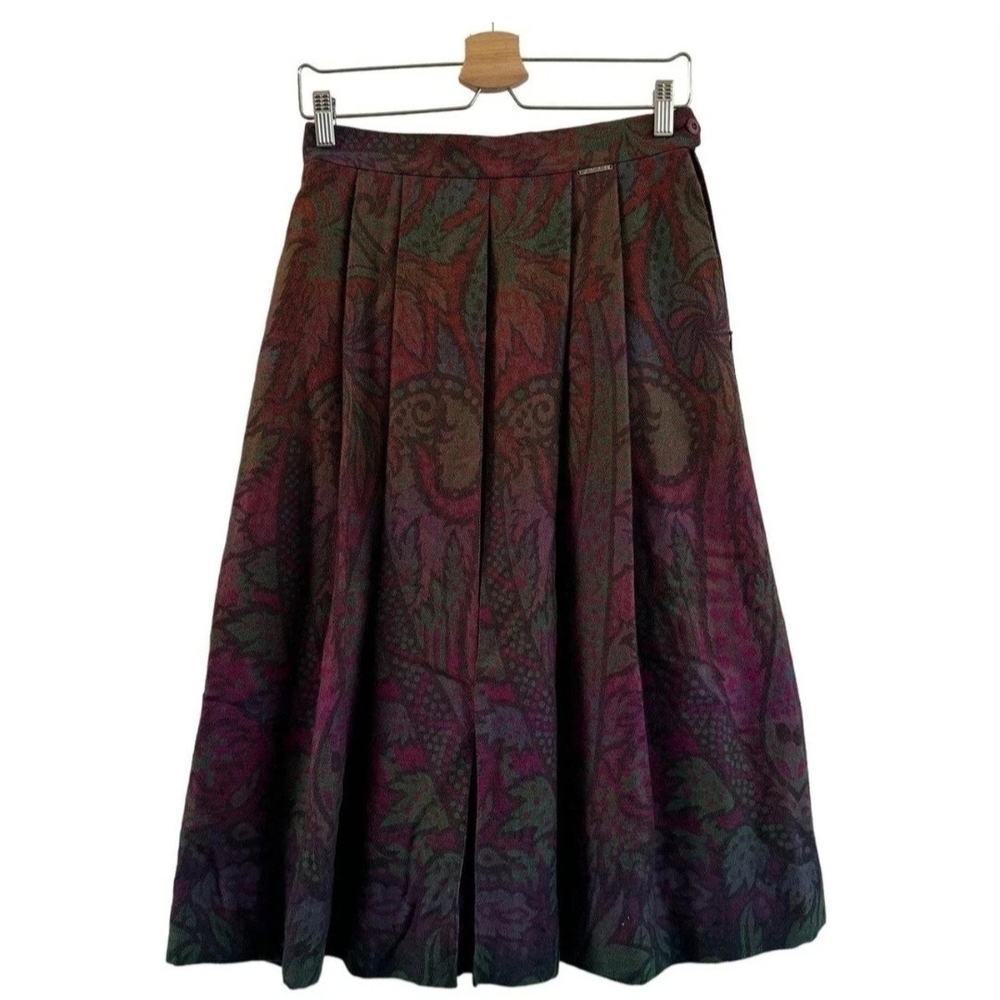 Multicolor Wool Pleated Midi Skirt Size Small